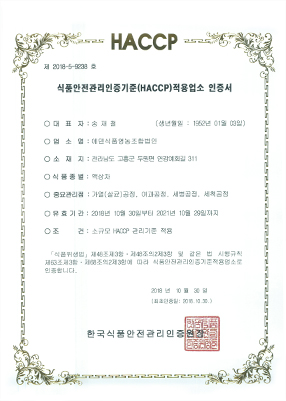 Food Safety Management Certification Standard (HACCP) Application Business Certificate for  Liquid Tea